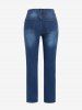 Plus Size Ripped Hole High Rise Straight Jeans -  