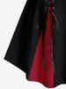 Robe Bicolore Bouclée à Imprimé 3D de Grande Taille à Lacets - Noir 1x | US 14-16