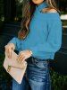 Textured Plain Color Long Sleeve Pullover Halter Cropped Sweater -  