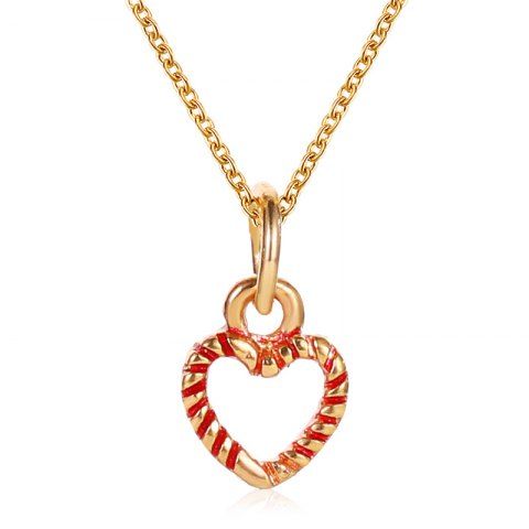 Christmas Heart Chain Pendant Necklace - GOLDEN