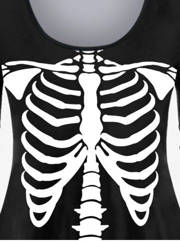 Halloween Costume Long Sleeve Skeleton Print T-shirt