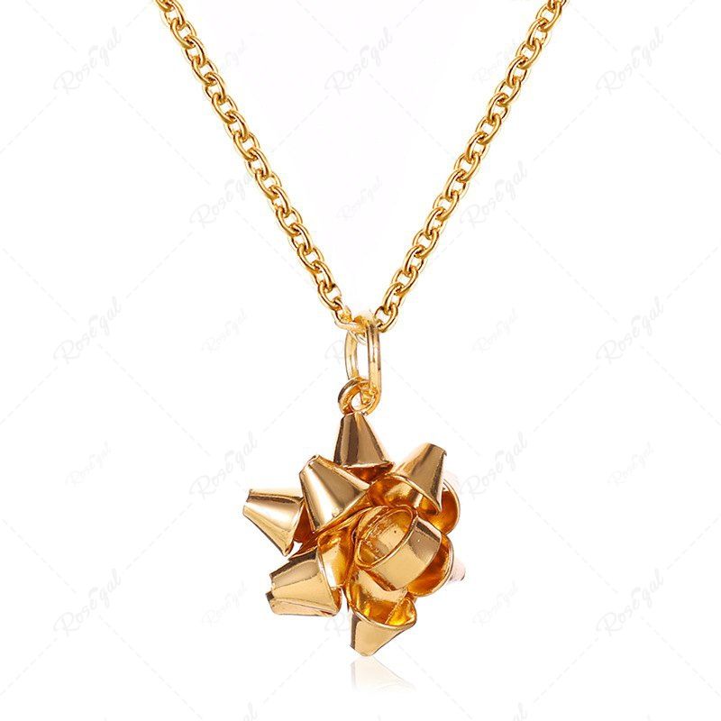 Discount Christmas Gold Flower Pendant Necklace  