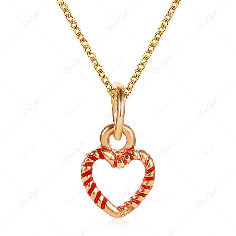 Outfit Christmas Heart Chain Pendant Necklace  