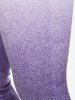 Ensemble de T-shirt Côtelé 3D Bague en O et Pantalon Ombré à Imprimé Denim 3D Poche de Grande Taille - Violet clair 