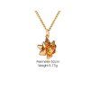 Christmas Gold Flower Pendant Necklace -  