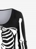 Halloween Costume Long Sleeve Skeleton Print T-shirt and Skinny Leggings Outfit -  