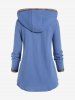 Plus Size Hooded Geometry Tape Pocket Button Up Shirt -  