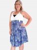 Plus Size & Curve Denim Print Twist Cutout Buckle Ring Dress -  