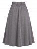Heather Lace Up Lace Panel Elastic Waist A Line Midi Skirt -  