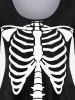 Halloween Costume Long Sleeve Skeleton Print T-shirt -  