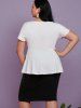 T-shirt Asymétrique Tordu Plongeant de Grande Taille - Blanc 2X