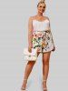 Plus Size & Curve Flower Print Belted Loose Shorts -  