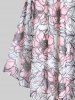 Robe Mi-Longue Courbe Croisée à Imprimé Fleurie de Grande Taille - Blanc M | US 10