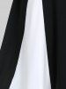 Robe Ligne A Bicolore Grande Taille à Col Chemise - Noir 