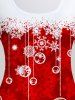 Plus Size Christmas Snowflake Printed Colorblock Long Sleeves Tee -  