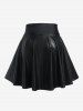 Gothic Lace-up Faux Leather Skate Skirt -  