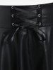 Gothic Lace-up Faux Leather Skate Skirt -  