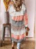 Contrast Colorblock Textured Knit Open Front Long Sleeve Cardigan -  