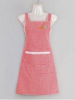 Gingham Pockets Cooking Kitchen Apron - RED