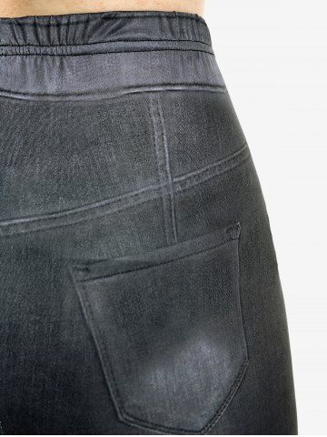 Plus Size 3D Jeans Flame Printed Skinny Jeggings