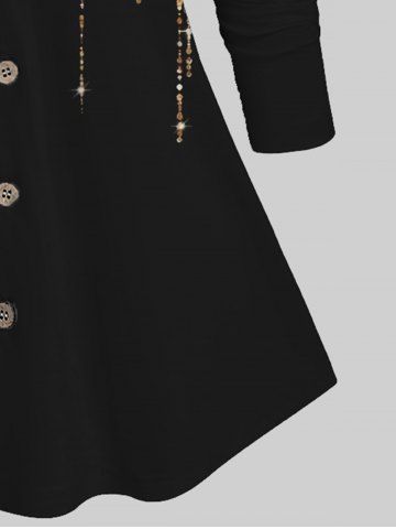 Plus Size 3D Sparkly Print Button Up Shirt