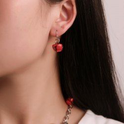 Christmas Red Bell Drop Earrings -  
