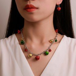 Christmas Colorful Bell Choker Necklace -  