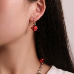 Boucles D'Oreilles de Noël Cloche Rouge Pendantes - Rouge 