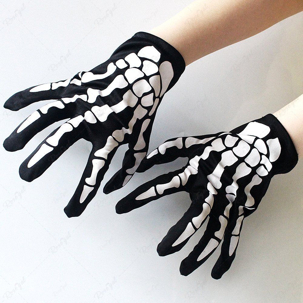 Unique Halloween Skeleton Print Gloves  