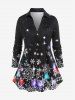Christmas Snowflake Print Button Up Shirt and Skinny Leggings Plus Size Fall Outfit -  