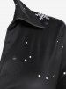 Christmas Snowflake Print Button Up Shirt and Skinny Leggings Plus Size Fall Outfit -  