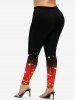 Plus Size Christmas Glitter Print Skinny Leggings -  