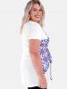 Plus Size Plaid Knotted Twofer Tunic Tee -  
