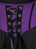 Robe Mi-Longue Gothique Haute Basse Epaule Dénudée à Manches Evasées - Pourpre  L | États-Unis 12