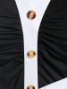 Plus Size Sleeveless Colorblock Belted Knee Length Dress -  