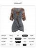 T-shirt Tribal en Tricot Motif Rayé à Manches Raglan - Gris XXL