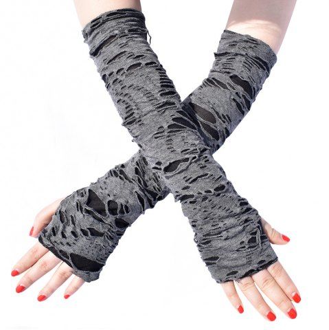 Gothic Punk Ripped Half Finger Elbow Gloves