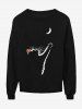 T-shirt à Motif Chat à Manches Raglan Grande Taille - Noir 3XL