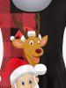 T-shirt à Imprimé Père Noël et Cerf à Carreaux de Grande Taille - Rouge 3X | US 22-24