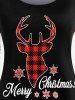 T-shirt à Motif Flocon de Neige Éclan de Noël Grande Taille à Manches Raglan - Noir 2X | US 18-20
