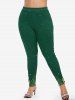 Legging de Noël Moulant Imprimé à Coupe Haute de Grande Taille - Vert profond 1X | US 14-16