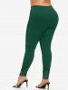 Legging de Noël Moulant Imprimé à Coupe Haute de Grande Taille - Vert profond 1X | US 14-16