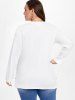 T-shirt Fente Latérale avec Bouton-Pression à Manches Longues de Grande Taille - Blanc M