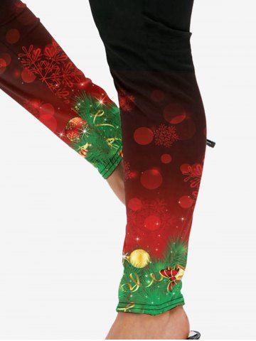 Plus Size Christmas Snowflake Printed Ombre Skinny Leggings