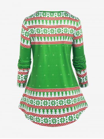 Plus Size Snowflake Cat Print Christmas T-shirt