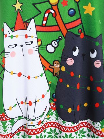 Plus Size Snowflake Cat Print Christmas T-shirt
