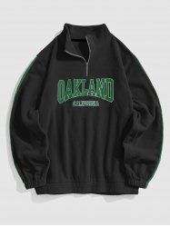 Fuzzy Fleece OAKLAND Embroider Quarter Zip Sweatshirt -  