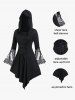 Robe Mi-Longue à Capuche Asymétrique Gothique à Manches de Cloche à Lacets - Noir L | États-Unis 12