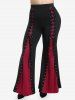 Pantalon Evasé Bicolore Gothique à Lacets à Œillet - Noir 3x | US 22-24