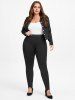 Plus Size Solid Skinny Stirrup Leggings -  